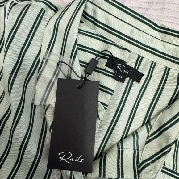 Rails River Eden Stripe Satin Long Sleeve Shirt Two Tone Green Size M NEW - Picture 8 of 8